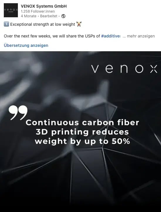 VENOX LinkedIn Post Screenshot