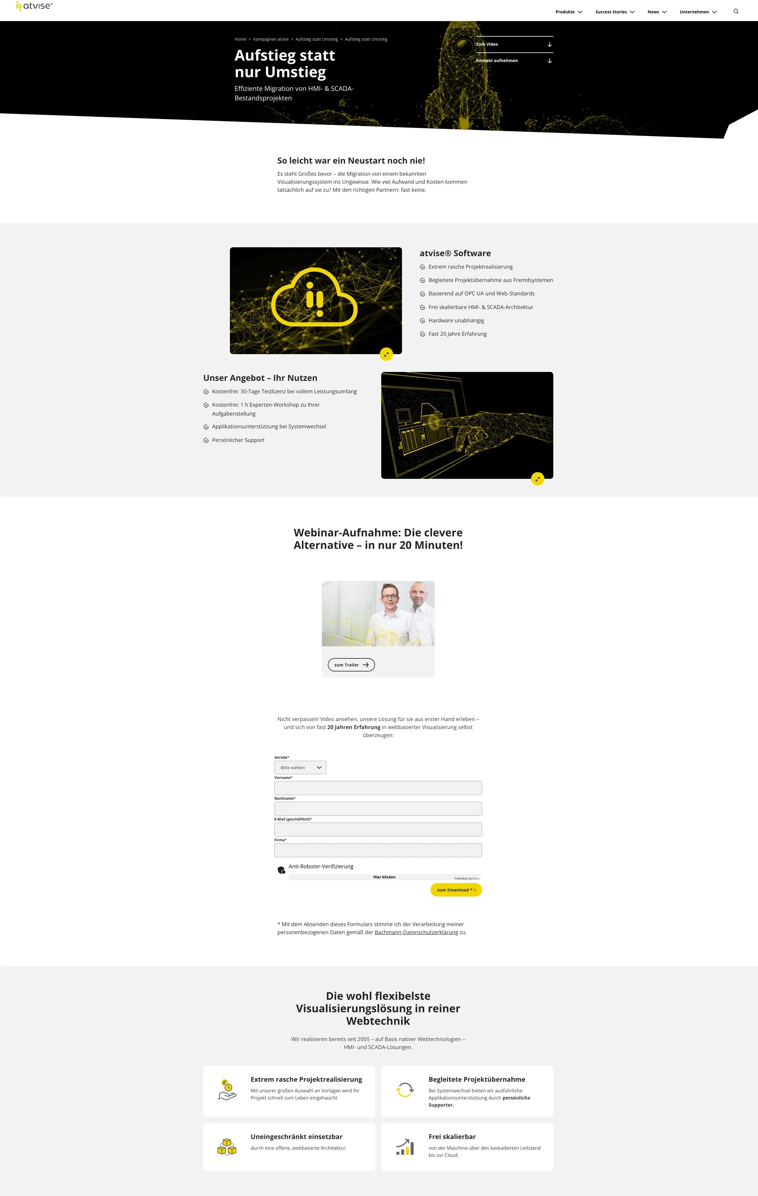 Bachmann atvise Landingpage